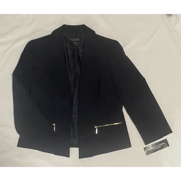 Evan-Picone Black Label Navy Open Front Blazer Jacket Size 6 NWT - Picture 4 of 15